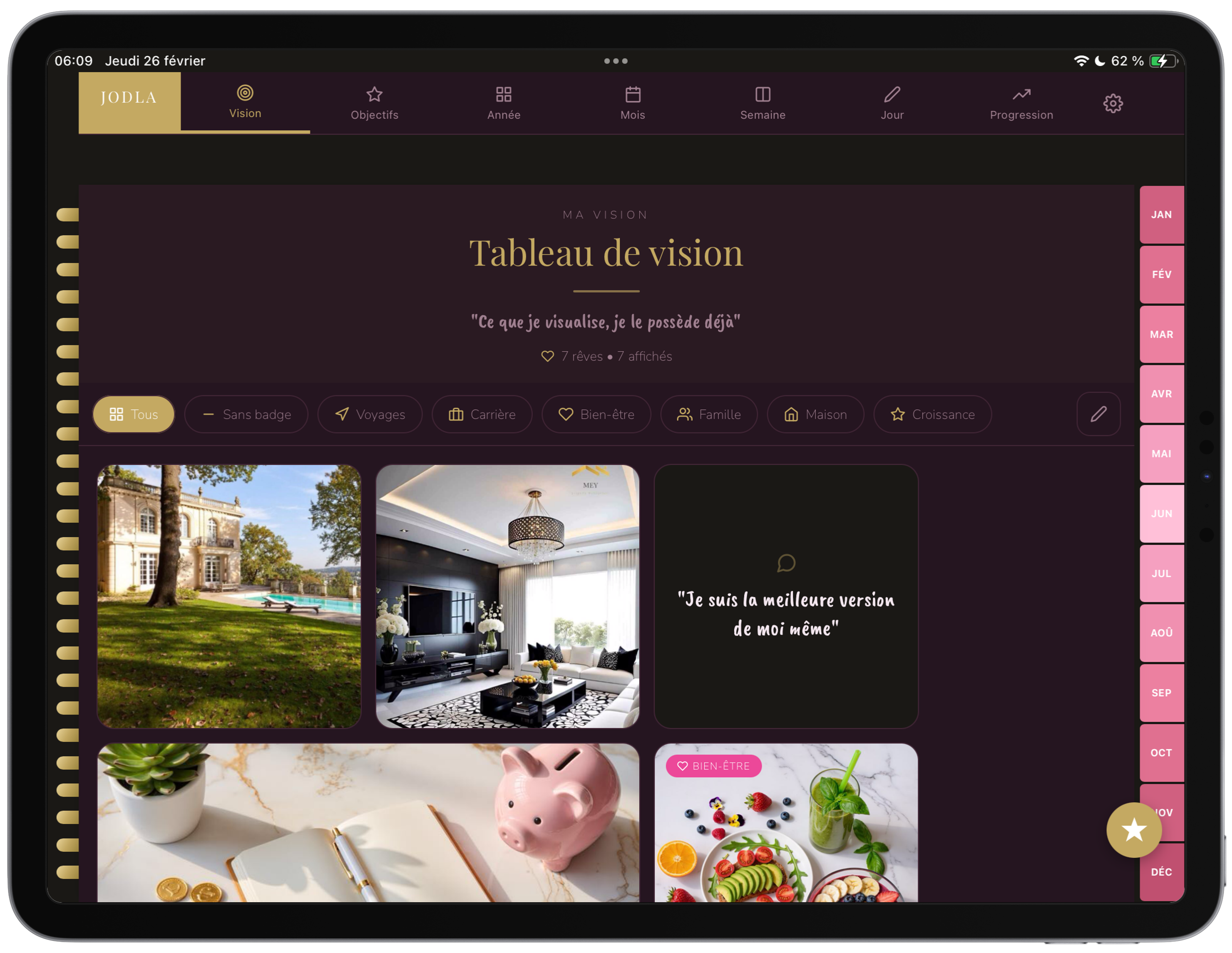 JODLA tablette vision board